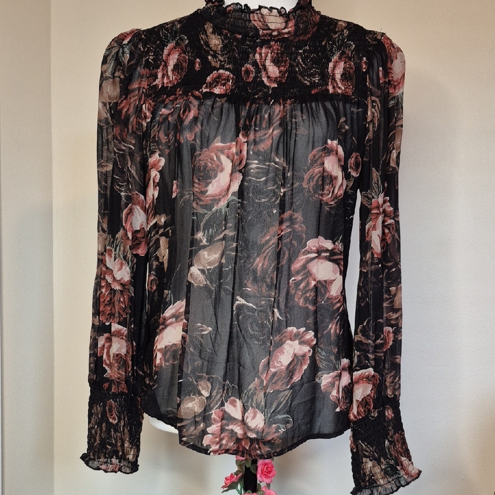 Floral Black and Pink Women's Top